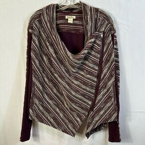 Lucky Brand Moto Top Size large Maroon and White Top Side Zipper Like New